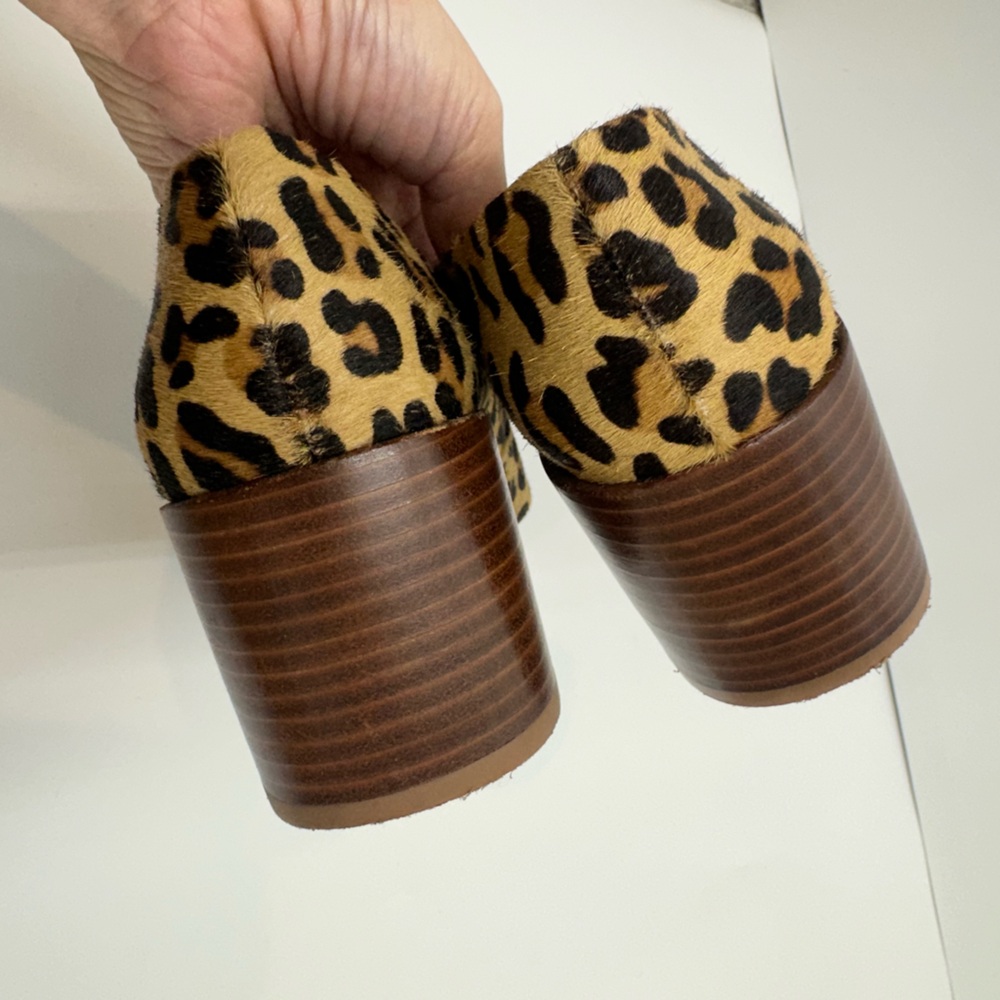 Zara Leopard Print Block Heel Pumps - Tan, Black - Picture 12 of 15